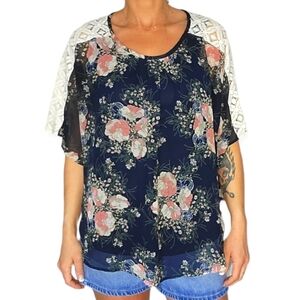 Ivy Ridge Lined Loose Fit Blouse Blue Large